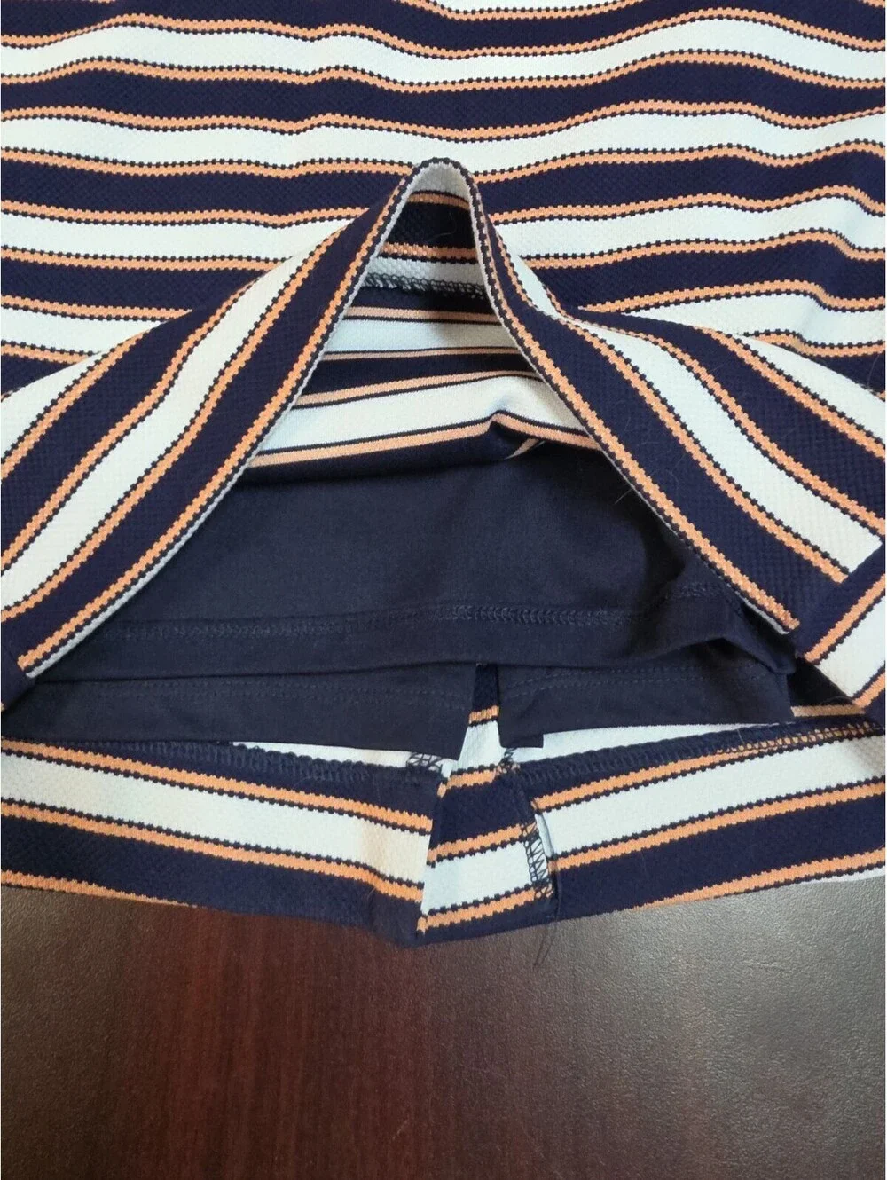 Banana Republic Navy And Light Orange Striped Stretchy Lined Skirt 0P